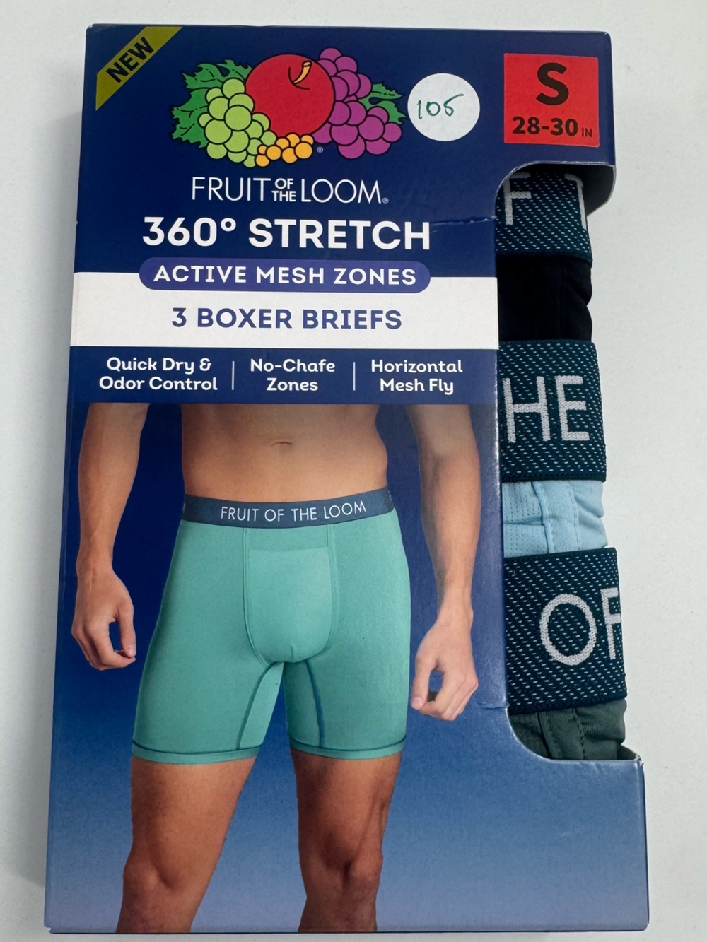 Fruit of the‎ Loom 3-Pack Boxer Briefs in Teal, Light Blue, and Dark Green